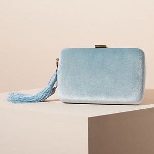 Anthropologie Polly Velvet Clutch in Blue